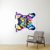 Colorful Pug Dog Puppy Wandkleed (In Situ (horizontaal))