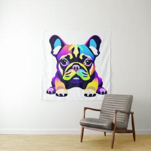 Colorful Pug Dog Puppy Wandkleed