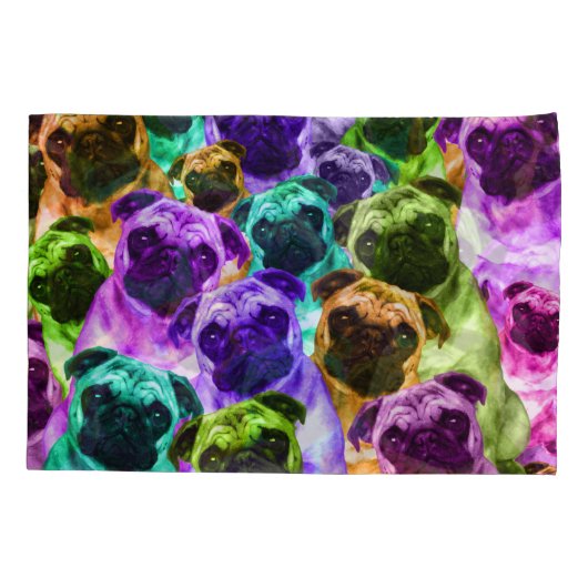 Colorful Pug Pattern Kussensloop (Achterkant)