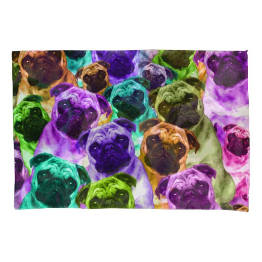 Colorful Pug Pattern Kussensloop (Voorkant)