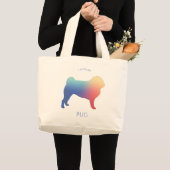 Colorful Pug Silhouette Grote Tote Bag (Voorkant (product))