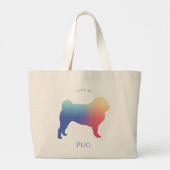 Colorful Pug Silhouette Grote Tote Bag (Achterkant)
