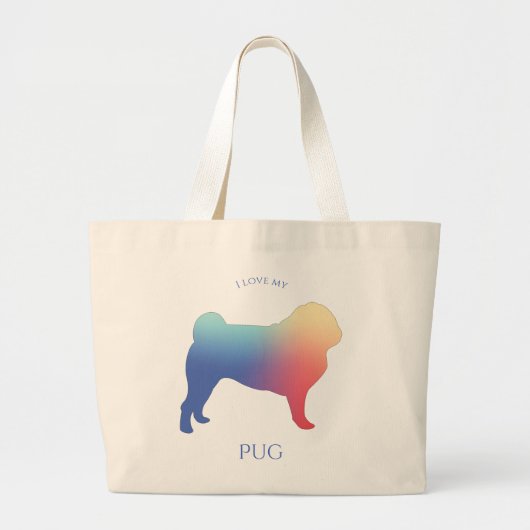 Colorful Pug Silhouette Grote Tote Bag (Voorkant)