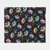 Colorful Pug Sugar Skulls Patroon Fleece Deken (Voorkant (Horizontaal))