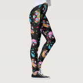 Colorful Pug Sugar Skulls Patroon Leggings (Rechts)