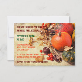 Colorful Pumpkins - 3x5 Thanksgiving Dinner Invite Kaart