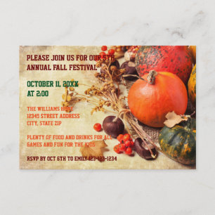 Colorful Pumpkins - 3x5 Thanksgiving Dinner Invite Kaart