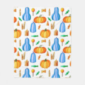 Colorful Pumpkins Autumn Waterverf Blue Oranje Fleece Deken (Voorkant)