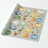 Colorful Pumpkins Autumn Waterverf Cadeaupapier (Uitgerold)