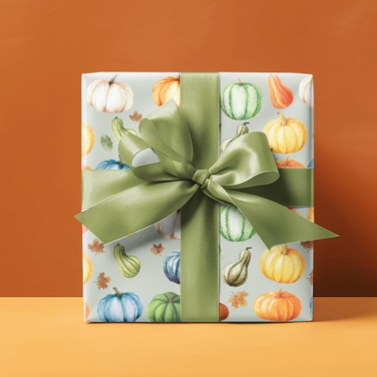Colorful Pumpkins Autumn Waterverf Cadeaupapier
