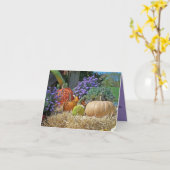 Colorful Pumpkins Gourds Flowers Hay Gepersonalise Kaart (Gele Bloem)