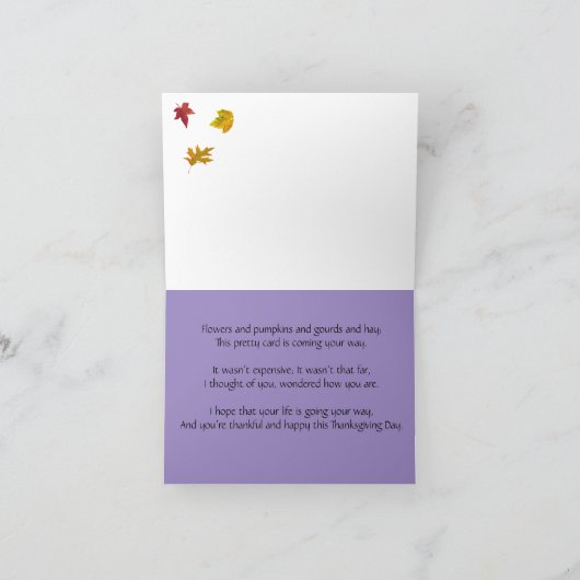 Colorful Pumpkins Gourds Flowers Hay Gepersonalise Kaart (Binnen)