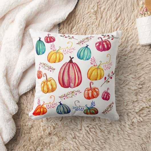 Colorful Pumpkins Herfst Art Throw Cushion Kussen (Deken)