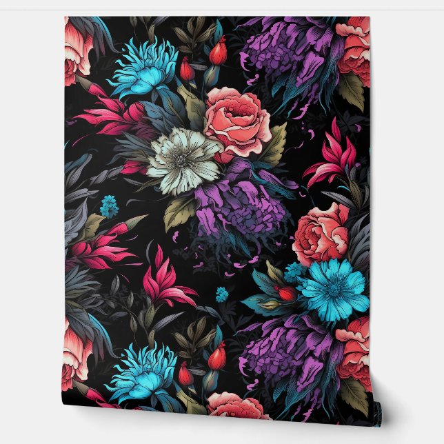 Colorful Punk Floral Behang (Afrollen)