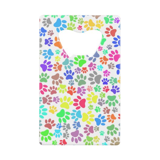 Colorful Puppy Paw Patroon Creditkaart Flessenopener (Voorkant)
