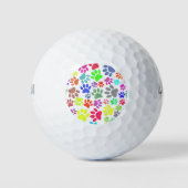 Colorful Puppy Paw Patroon Golfballen (Voorkant)