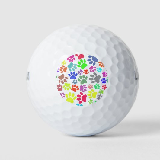 Colorful Puppy Paw Patroon Golfballen (Voorkant)