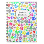 Colorful Puppy Paw Patroon Notitieboek (Voorkant)