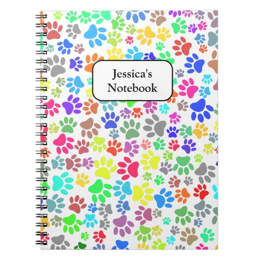 Colorful Puppy Paw Patroon Notitieboek (Voorkant)