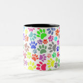 Colorful Puppy Paw Patroon Tweekleurige Koffiemok (Center)