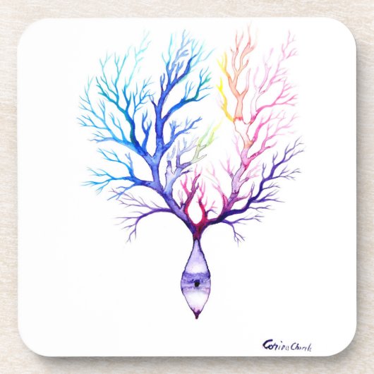 Colorful Purkinje neuron Bier Onderzetter (Voorkant)