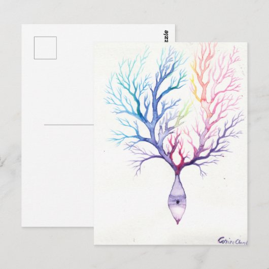 Colorful Purkinke neuron Briefkaart (Voorkant / Achterkant)