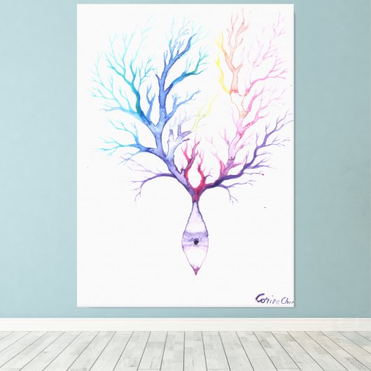 Colorful Purkinke neuron Canvas Afdruk (Insitu (Houten vloer))