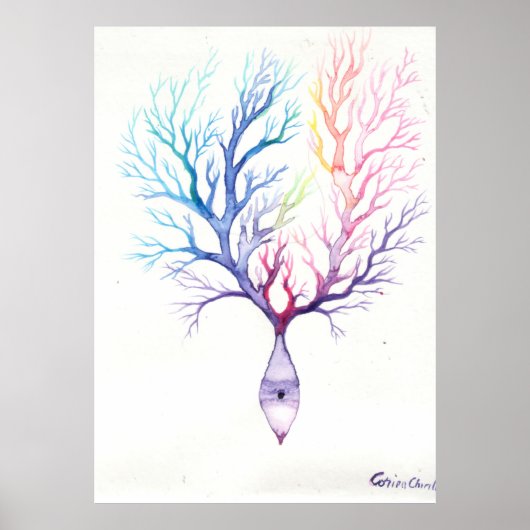Colorful Purkinke neuron Poster (Voorkant)