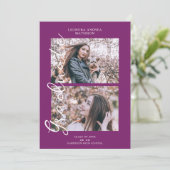 Colorful Purple Trendy 2 Photos Fancy Script Kaart (Staand voorkant)