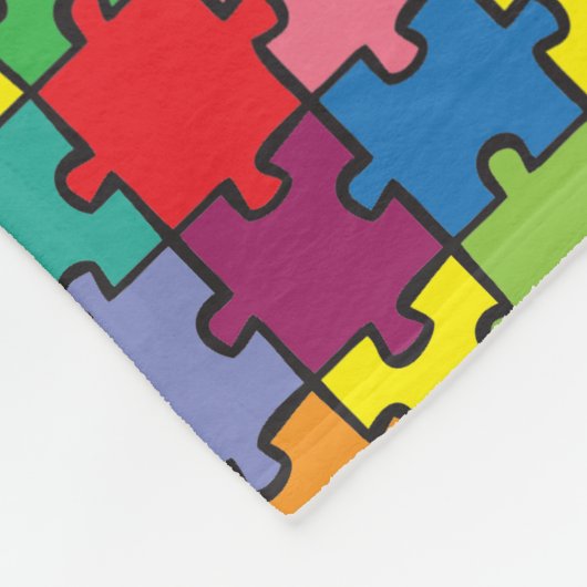 Colorful Puzzle Pattern Autism Awareness Fleece Deken (Hoek)