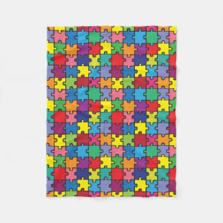 Colorful Puzzle Pattern Autism Awareness Fleece Deken