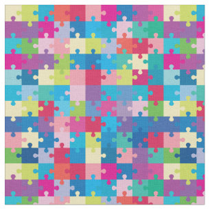 Colorful Puzzle Pattern Autism Awareness Stof