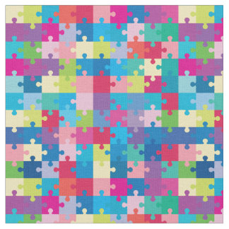 Colorful Puzzle Pattern Autism Awareness Stof