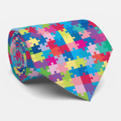 Colorful Puzzle Pattern Autism Awareness Stropdas (Opgerold)