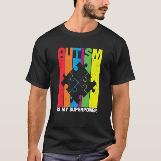 colorful puzzle pieces Autism Awareness Peace Auti T-shirt (Voorkant)