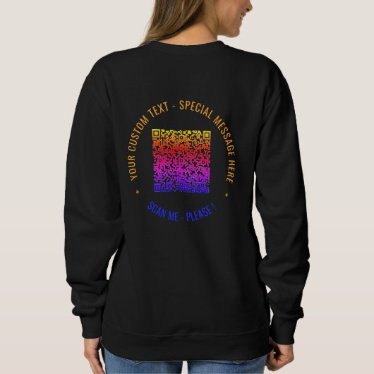Colorful QR Code Sweatshirt Custom Text and Color (Achterkant)