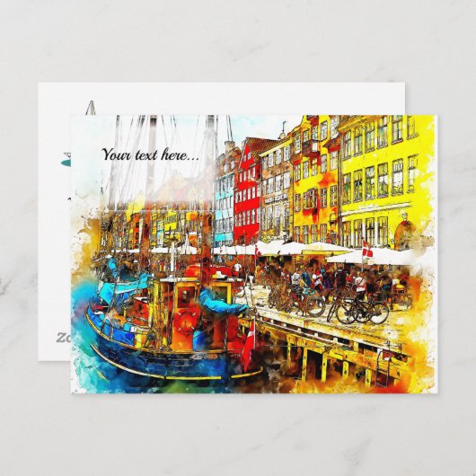 Colorful Quayside Briefkaart (Voorkant / Achterkant)
