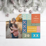 Colorful Quilt Holiday-fotokaart Feestdagenkaart<br><div class="desc">Met de hand getekende quilt,  geïnspireerd op uw foto; optioneel bericht op de achterzijde of voeg meer foto's toe</div>