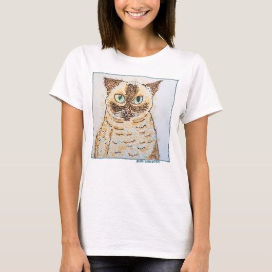 Colorful Quirky Cat Portrait T-shirt (Voorkant)