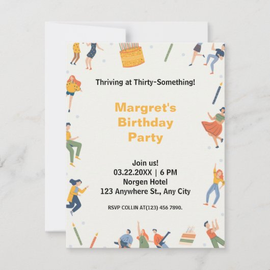 Colorful quirky muziekdans en leuke taart verjaard (Voorkant)