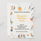 Colorful quirky muziekdans en leuke taart verjaard kaart (Achterkant)