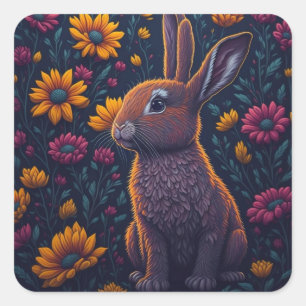 Colorful Rabbit Vierkante Sticker