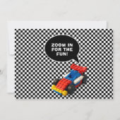 Colorful Race Car Kids Party Kaart (Achterkant)