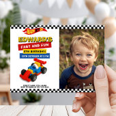 Colorful Race Car Kids Party Kaart