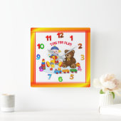 Colorful Rag Doll en Teddy Nursery Vierkante Klok (Huis)