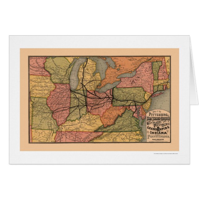 Colorful Railroad Map 1874 (Voorkant Horizontaal)