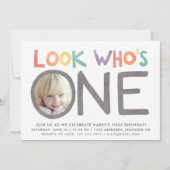 Colorful Rainbow 1st Birthday-uitnodigingen | Foto Kaart (Voorkant)