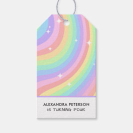 Colorful Rainbow 4th Birthday Cadeaulabel