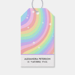 Colorful Rainbow 5th Birthday Cadeaulabel