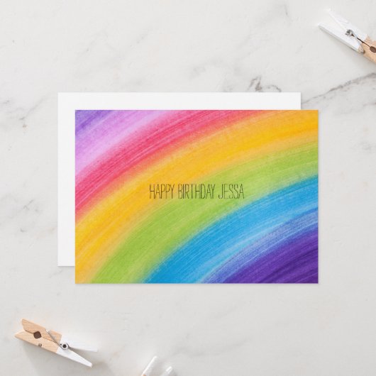 Colorful Rainbow Birthday Celebration Card Kaart (Voorkant / Achterkant in situ)